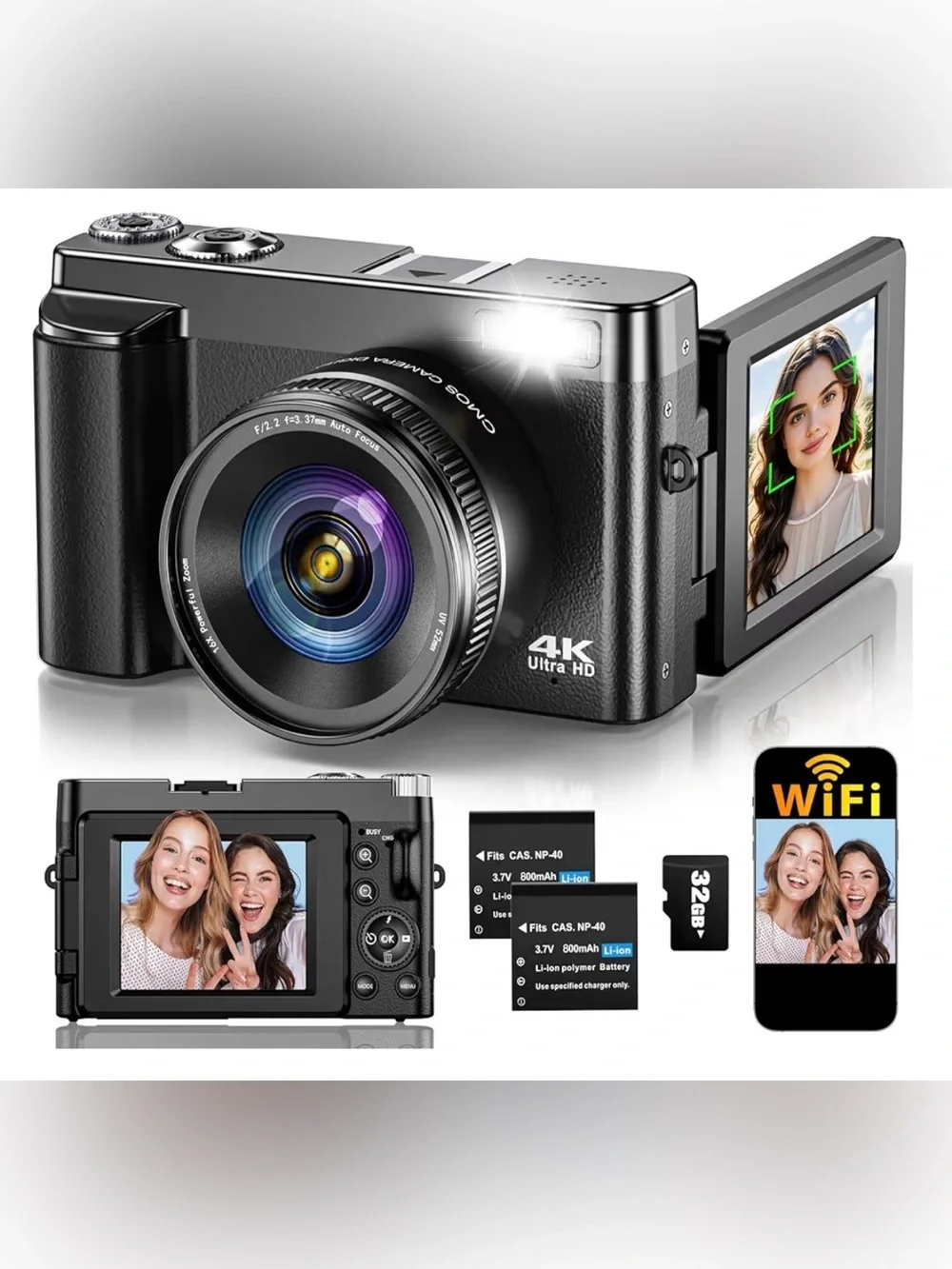 4K Digital Camera for Photography Autofocus